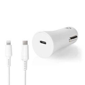 Auto-Ladegerät | 1.67 / 2.22 / 3.0 A | Anzahl der Ausgänge: 1 | Port Type: USB-C™ | Lightning 8-Pin (Lose) Kabel | 1.0 m | 20 W | Automatische Spannungswahl | PD3.0 20W