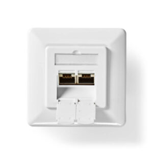 Netzwerk-Wanddose | Unterputz | Buchse | CAT6a | Gerade | Vergoldet | PVC | Weiss | Box