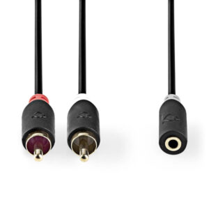 Stereo-Audiokabel | 2x RCA Stecker | 3.5 mm Buchse | Vergoldet | 1.00 m | Rund | Anthrazit | Box