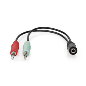 Stereo-Audiokabel | 3.5 mm Buchse | 2x 3.5 mm Stecker | Vergoldet | 0.12 m | Rund | Schwarz | Box