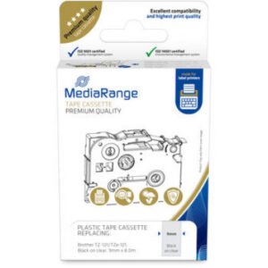 MEDIARANGE ge Schriftband 9mm schwarz/transp. TZ-121/TZe-121 8m