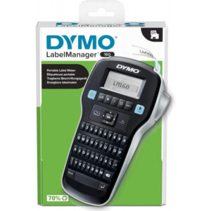 DYMO LabelManager 160 Tragbares Beschriftungsgerät für D1 Etiketten in 6 & Original D1-Etiettenband | 9 mm x 7 m schwarz auf weiß | selbstklebendes Etikettenband | für LabelManager-Beschriftungsgerät