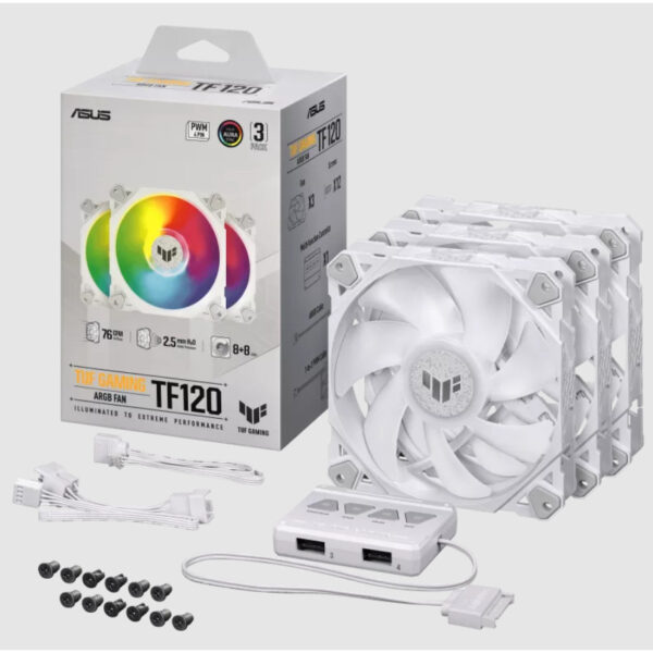 ASUS TUF GAMING TF120 ARGB WHITE EDITION 3IN1 - Luftkühlung - 12 cm - 250 RPM - 1900 RPM - 29 dB - 76 cfm – Bild 6