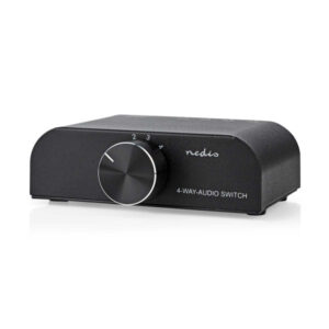 Analog Audio-Schalter | 4-Port port(s) | Anschlüsse – Eingang: 1x 3,5 mm Audio-Eingang / 3x (2x Cinch Buchse) | Anschlüsse – Ausgang: 1x (2x Cinch-Buchse) | Handbuch | Metall | Anthrazit
