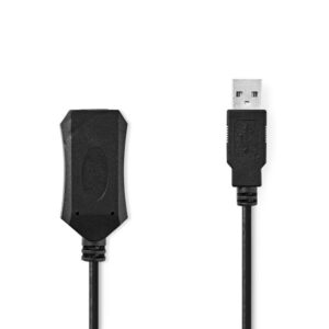 Aktive USB-Kabel | USB 2.0 | USB-A Stecker | USB-A Buchse | 480 Mbps | 5.00 m | Rund | Vernickelt | PVC | Kupfer | Label