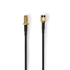 Antennenkabel | RP SMA-Stecker | RP SMA-Buchse | Vergoldet | 50 Ohm | Einzeln geschirmt | 3.00 m | Rund | PVC | Schwarz | Label
