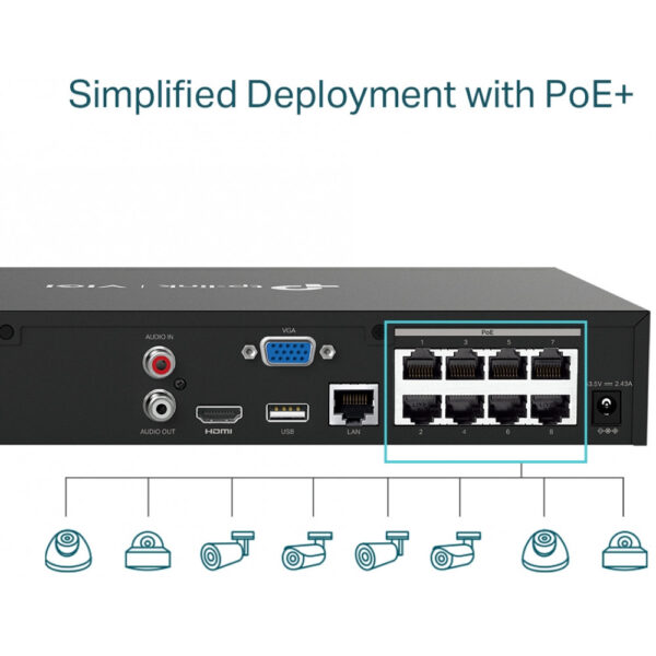 TP-LINK VIGI NVR1008H-8MP - 8 Kanäle - 3840 x 2160 Pixel - 720p - 1080p - 2160p - 3840x2160,1920x1080 - 1680x1050 - 1440x900 - 1280x1024 - 1024x768 - 1280x720 - 1280x720@60fps - 1920x1080@60fps - 3840x2160@30fps - H.264 - H.264+ - H.265 - H.265+ – Bild 8
