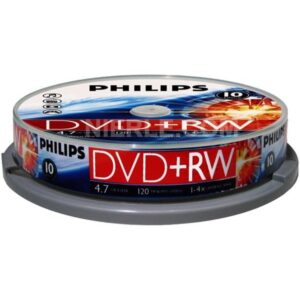DVD+RW 4,7 GB Philips 4x Speed in Cakebox 10 Stk