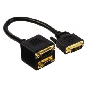 DVI Adapterkabel DVI-I 24+5-poliger Stecker - DVI-I 24+5-polige Kupplung + VGA Kupplung 0,20 m schwarz