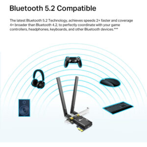 TP-LINK AX1800 Wi-Fi 6 Bluetooth 5.2 PCIe Adapter - Eingebaut - Kabellos - PCI Express - WLAN / Bluetooth - 1800 Mbit/s - Schwarz