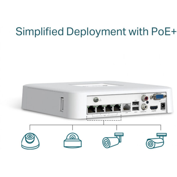 TP-LINK 4 Channel PoE Network Video Recorder - VIGI NVR1104H-4P - Server - 10.000 GB – Bild 3