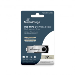 MediaRange USB 3.2 Gen 1 Type-C® Swivel USB Stick, 32 GB, Silber, Schwarz