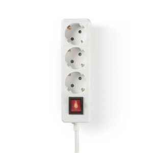 Steckdosenleiste | Schutzkontakt / Typ F (CEE 7/7) | 3-Wege | 1.50 m | 3680 W | 16 A | Art der Erdung: Seitenkontakte | 230 V AC 50/60 Hz | Buchsenwinkel: 45 ° | H05VV-F 3G1.5mm² | Ein-/Ausschalter | Weiss