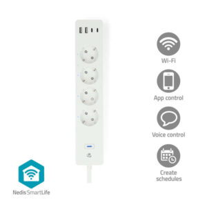 SmartLife Power Strip | Wi-Fi | 2x USB-A / 2x USB-C™ / 4x plug with earth contact (CEE 7/3) | 16 A | 3680 W | 2.00 m | 0 - 55 °C | Android™ / IOS | Weiss