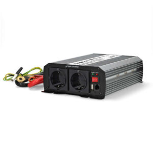 Power Inverter änderte Sinus-Wellen | Eingangsspannung: 12 V DC | Geräteausgangsanschluss: Type F (CEE 7/3) / USB-A | 230 V AC 50 Hz | 1000 W | Spitzenleistung: 2000 W | Schraubklemme | Silber