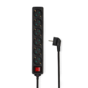 Steckdosenleiste | Schutzkontakt / Typ F (CEE 7/7) | 6-Wege | 1.50 m | 3680 W | 16 A | Art der Erdung: Seitenkontakte | 230 V AC 50/60 Hz | Buchsenwinkel: 45 ° | H05VV-F 3G1.5mm² | Ein-/Ausschalter | Schwarz
