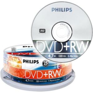 DVD+RW 4,7 GB Philips 4x Speed in Cakebox 25 Stk