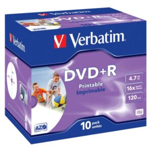 DVD+R 4,7 GB Verbatim 16x Speed printable Inkjet in Jewelbox 10 Stück