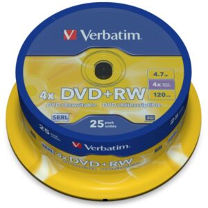 DVD+RW 4,7 GB Verbatim 4x Speed in Cakebox 25 Stück