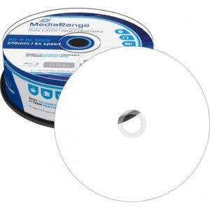 MediaRange Blu-ray Disc BD-R DL, 50 GB / 270 min, 6x, Voll bedruckbar, 25 Stück in Cakebox