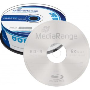 MediaRange Blu-ray Disc BD-R, 25 GB / 135 min, 6x, Gelabeled, 25 Stück in Cakebox