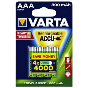 Varta NiMH-Akku, AAA, HR03, 800 mAh, 1.2 V, 4 Stück