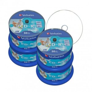 Verbatim CD-R 80 min / 700 MB 52x, Voll bedruckbar, No ID, 200 Stück in Cakebox