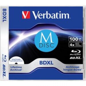 Verbatim M-DISC Blu-ray BD-R XL 100 GB / 540 min, 4x, Voll bedruckbar, 1 Stück in Jewelcase