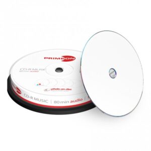 Primeon Photo-on-Disc Audio CD-R 700 MB /80 min, Voll bedruckbar, 40x, 10 Stück in Cakebox