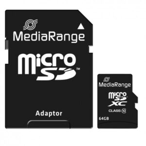 MediaRange Secure Digital micro SDXC-UHS I Speicherkarte, 64 GB, Class 10, 60 MBytes/s, mit SD/SDHC Adapter