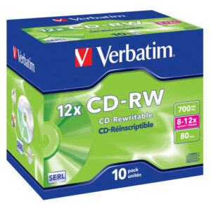 CD-RW 80 Min/700 MB Verbatim 8x -12x in Jewelbox 10 Stück