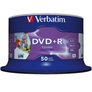 DVD+R 4,7 GB Verbatim 16x Speed Wide Inkjet printable (fullprintable) NO ID Brand in Cakebox 50 Stück