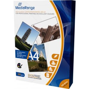MediaRange Fotopapier, Hoch-Glänzend A4 (210 x 297 mm), 220 g/m², 5760 dpi, 100 Blätter