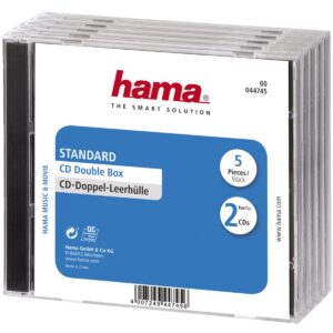 Hama CD-Doppel-Leerhülle (5er-Pack, Standard, CD-Hüllen) transparent/schwarz