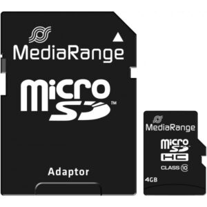 MediaRange Secure Digital micro SDHC-UHS I Speicherkarte, 4 GB, Class 10, mit SD/SDHC Adapter
