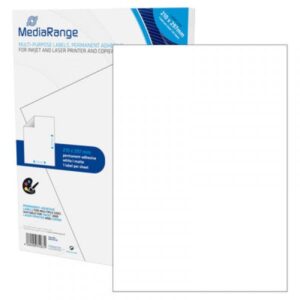 MediaRange Universal Etiketten, 210 × 297 mm, Weiß, Matt, Selbstklebend, 50 Stück