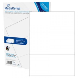 MediaRange Universal Etiketten, 210 × 99 mm, Weiß, Matt, Selbstklebend, 150 Stück