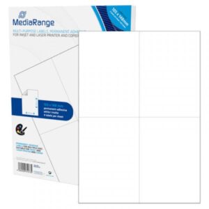 MediaRange Universal Etiketten, 105 × 148 mm, Weiß, Matt, Selbstklebend, 200 Stück