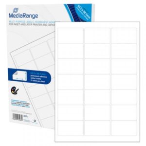 MediaRange Universal Etiketten, 63.5 × 38.1 mm, Weiß, Matt, Selbstklebend, 1050 Stück