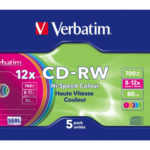Verbatim DataLifePlus Hi-Speed CD-RW 700 MB / 80 min, 12x, Wiederbeschreibbar, Oberfläche Gelabeled, 5 Stück in Slimcase – Bild 6