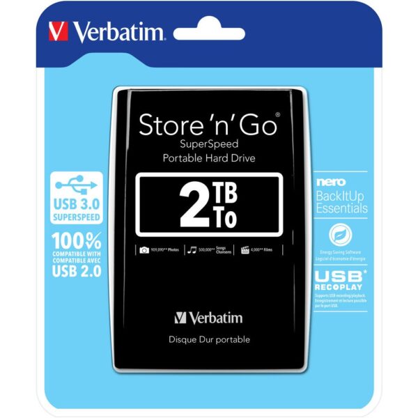 Verbatim Store n Go Portable Festplatte 2,5´´ extern, 2 TB, USB 3.0, USB Record & Play, Schwarz – Bild 4