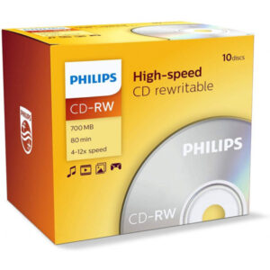 Philips CD-RW CW7D2NJ10/00 CD Rohlinge Rewritable 700MB 4x-12x (10 Stück)