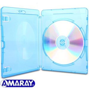 Amaray Blu-ray Hüllen, 15 mm, Maschinen-pack-Qualität, Transparent, Blau, 10 Stück