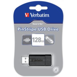 Verbatim Store´n´Go PinStripe USB Stick, 128 GB, USB 2.0, Schwarz