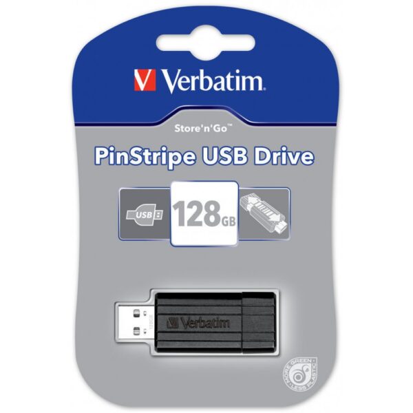 Verbatim Store´n´Go PinStripe USB Stick, 128 GB, USB 2.0, Schwarz
