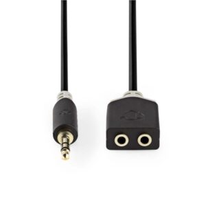 Stereo Audiokabel | 3,5-mm-Stecker - 2x 3,5-mm-Buchse | 0,2 m | Anthrazit