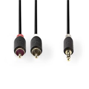 Stereo Audiokabel | 3,5-mm-Stecker - 2x Cinch-Stecker | 1,0 m | Anthrazit