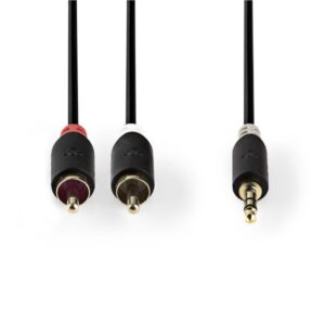 Stereo Audiokabel | 3,5-mm-Stecker - 2x Cinch-Stecker | 3,0 m | Anthrazit