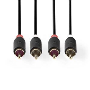 Stereo Audiokabel | 2x Cinch-Stecker - 2x Cinch-Stecker | 3,0 m | Anthrazit