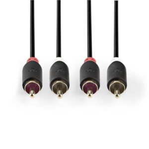 Stereo Audiokabel | 2x Cinch-Stecker - 2x Cinch-Stecker | 5,0 m | Anthrazit